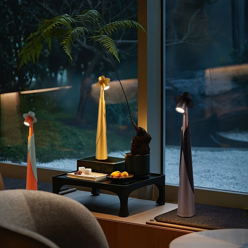 Rechargeable LED Hat-Shaped Desk Lamp with Touch Dimming