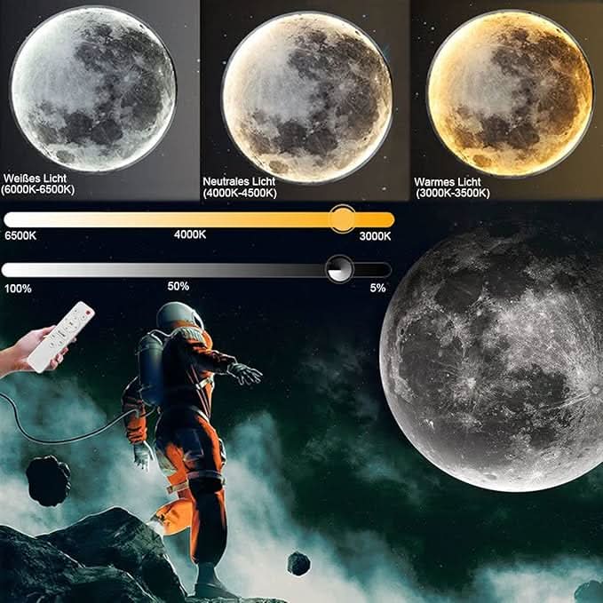 Realistic Moon-Surface Bedroom Lamp