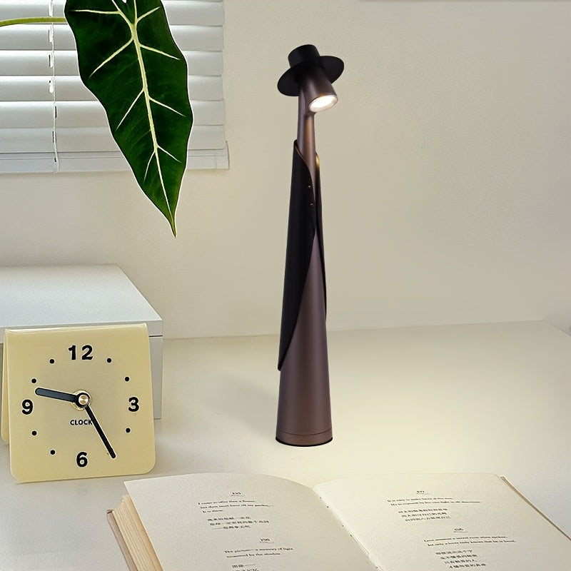 Rechargeable LED Hat-Shaped Desk Lamp with Touch Dimming