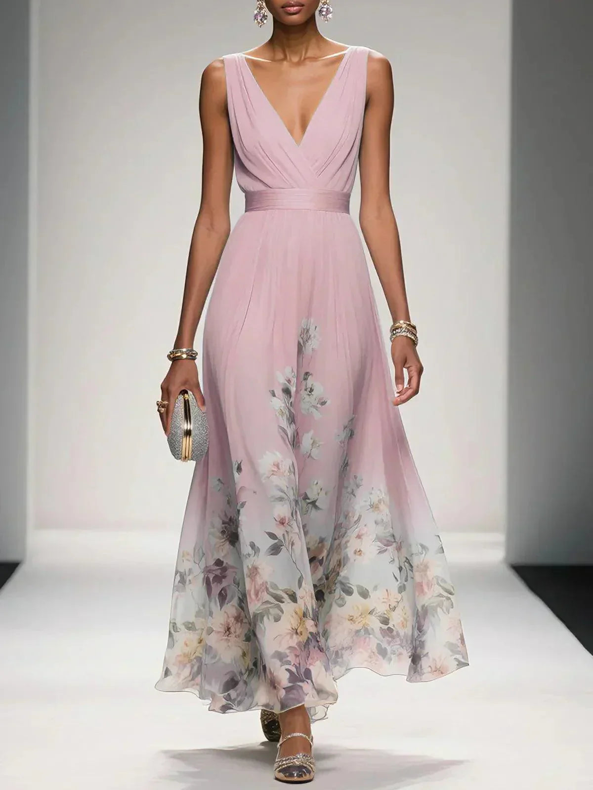 Floral wedding guest dress in pink