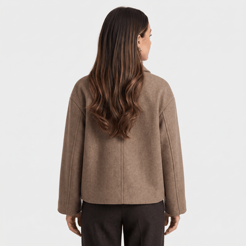 Cropped collared button-front jacket, alternate view