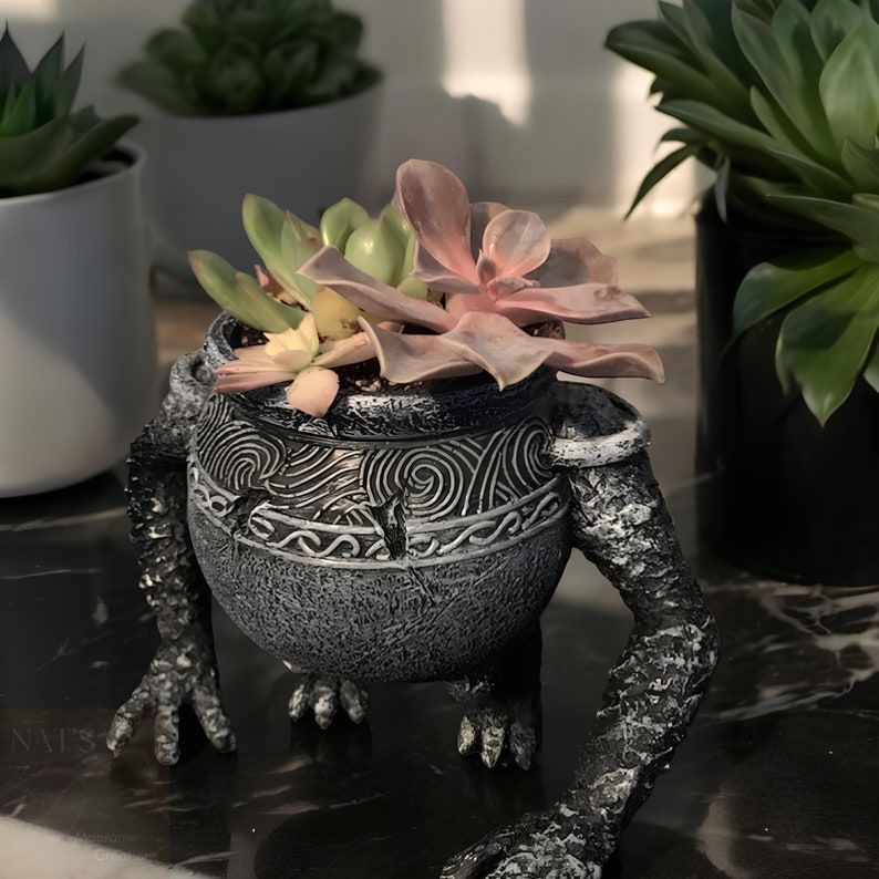 Fantasy Warrior Fist Armor Resin Planter Pot
