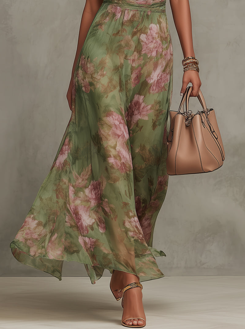 Halter maxi dress in green, detail view