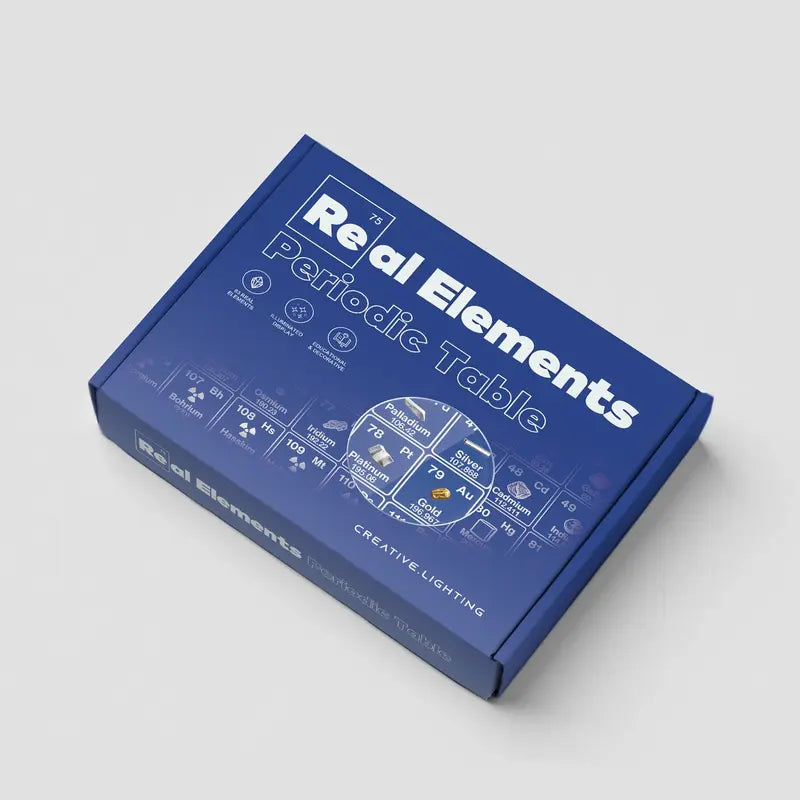 Illuminated Periodic Table with Real Elements