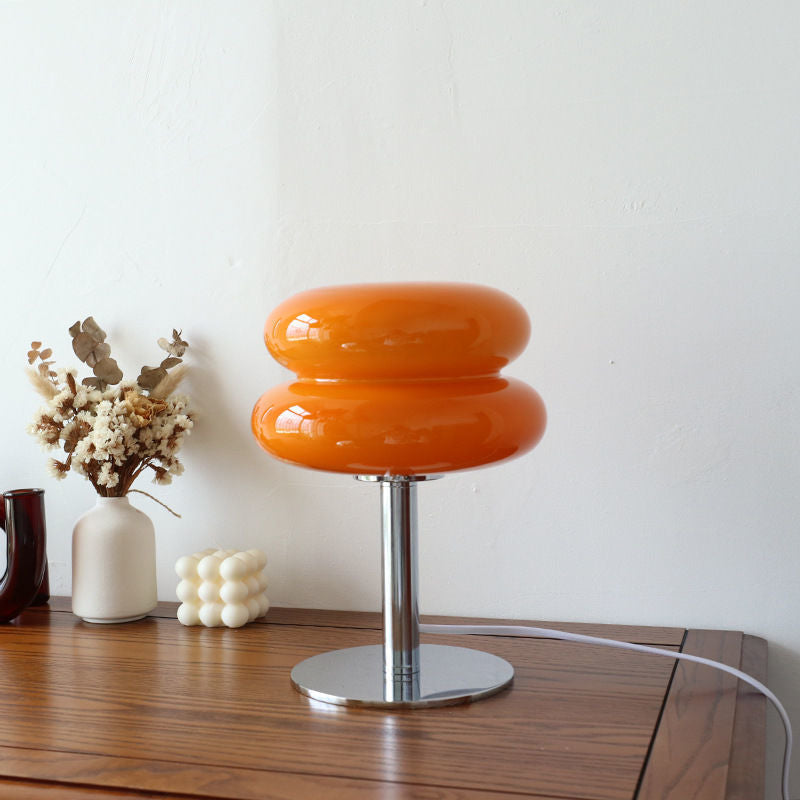 Retro Glass Table Lamp with Chrome Base, Italian-Inspired Design