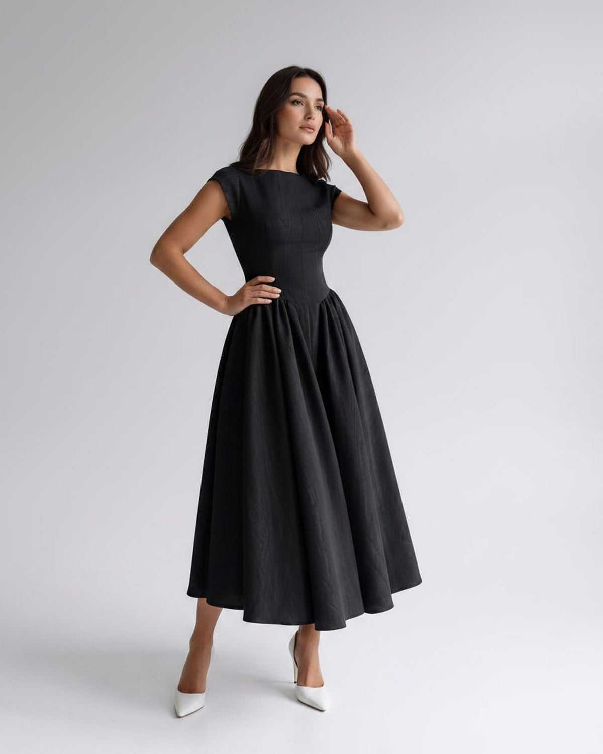 WOMEN'S FLARED A-LINE MIDI DRESS
