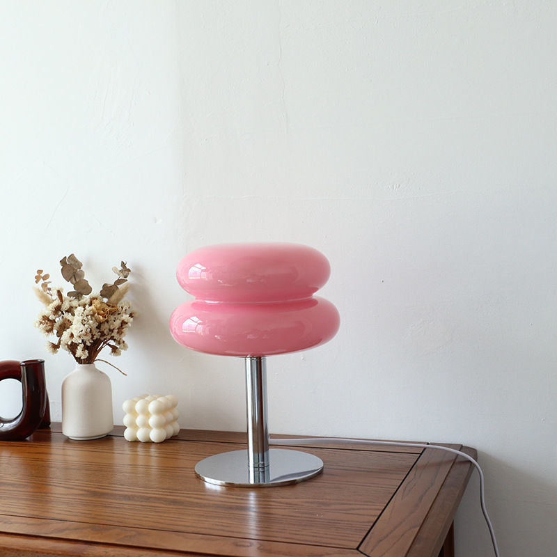 Retro Glass Table Lamp with Chrome Base, Italian-Inspired Design