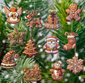 12-Piece Wooden Gingerbread Tree Decorations