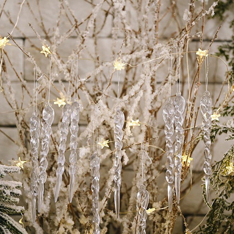 12-Piece Artificial Icicle Christmas Tree Decorations