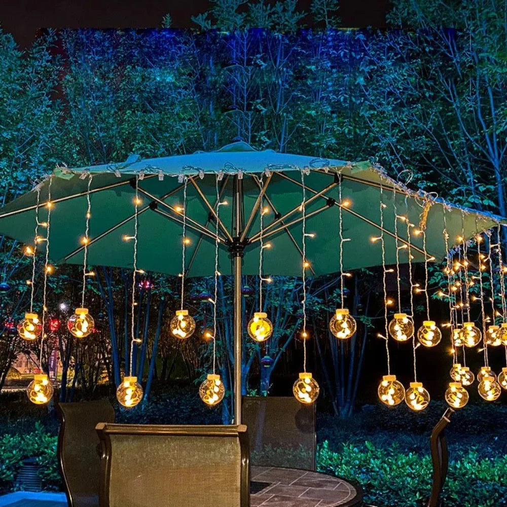 Solar-Powered Globe Pendant String Lights
