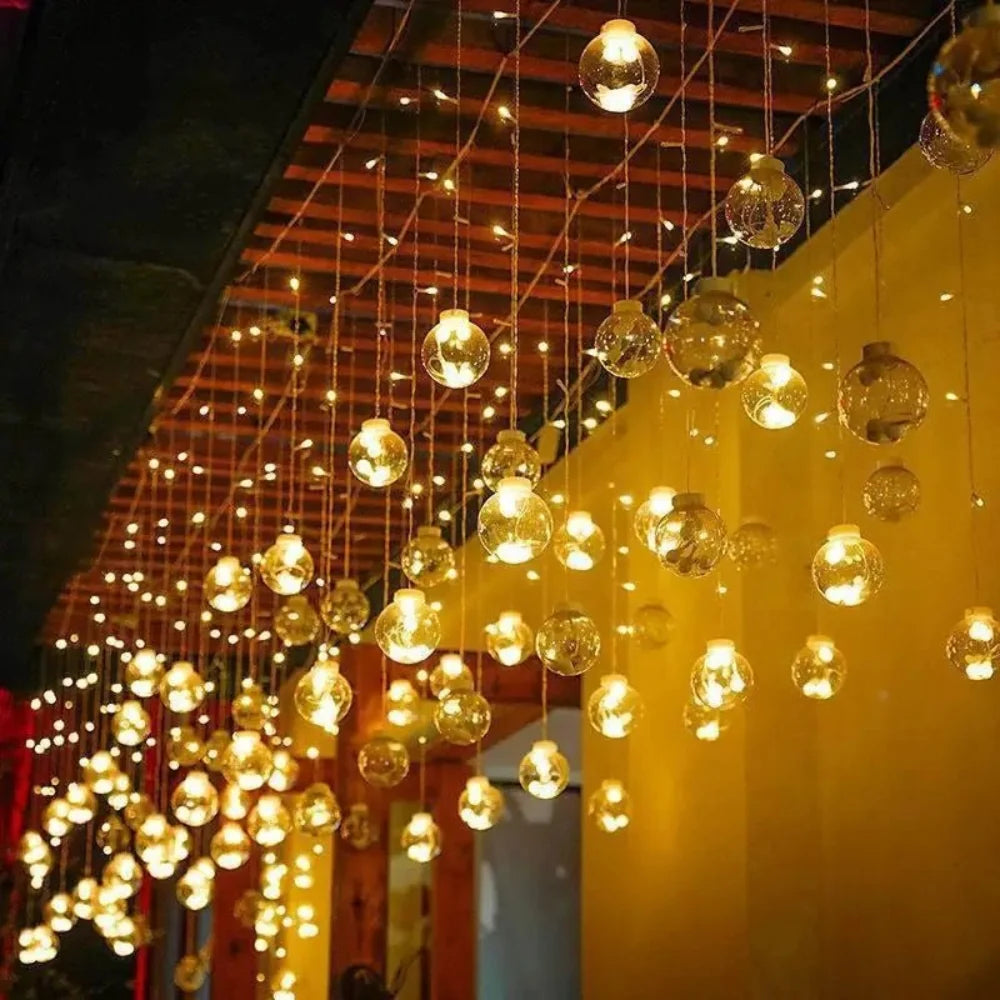 Solar-Powered Globe Pendant String Lights