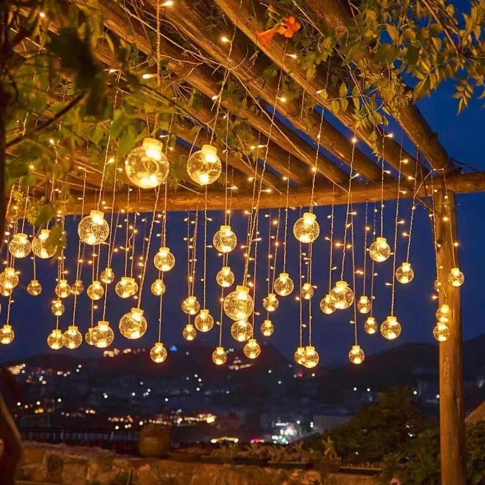 Solar-Powered Globe Pendant String Lights