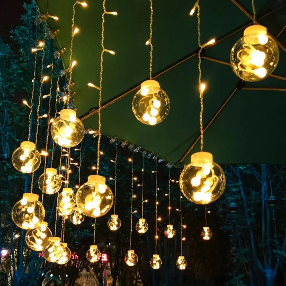 Solar-Powered Globe Pendant String Lights
