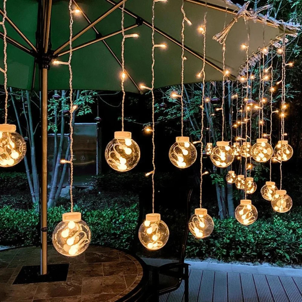 Solar-Powered Globe Pendant String Lights