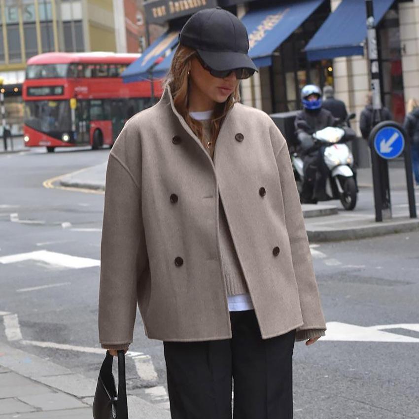 Double-breasted stand collar jacket, alternate view