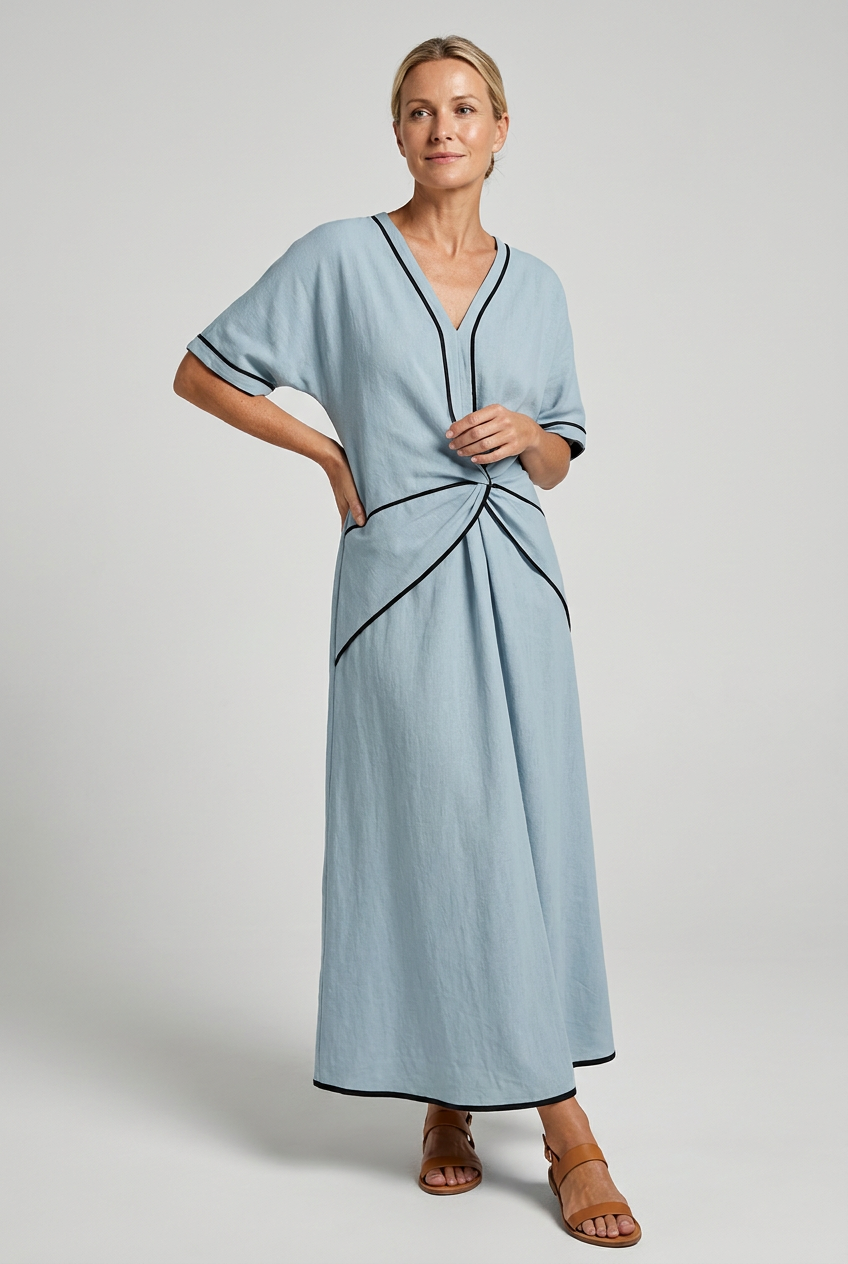 Twist front maxi dress, front view on model
